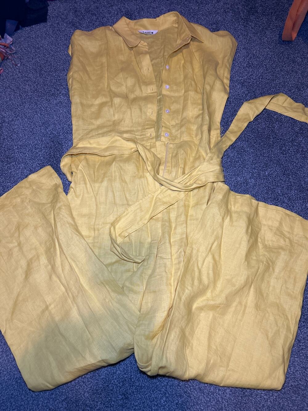 Boden Colette linen jumpsuit yellow size 10R